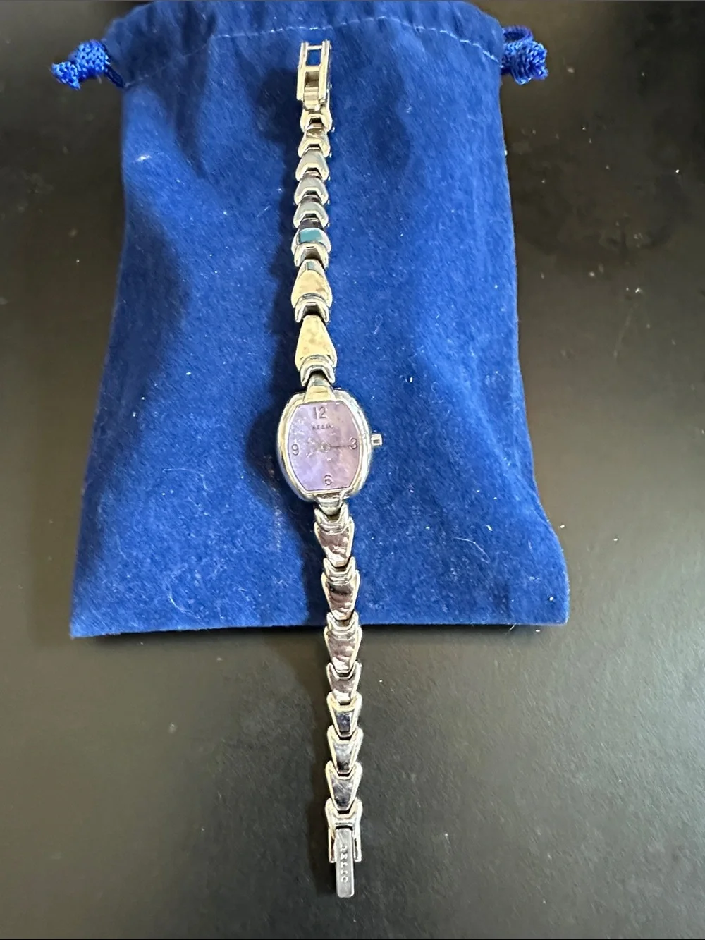 Relic Silver Bracelet Watch with Purple Dial